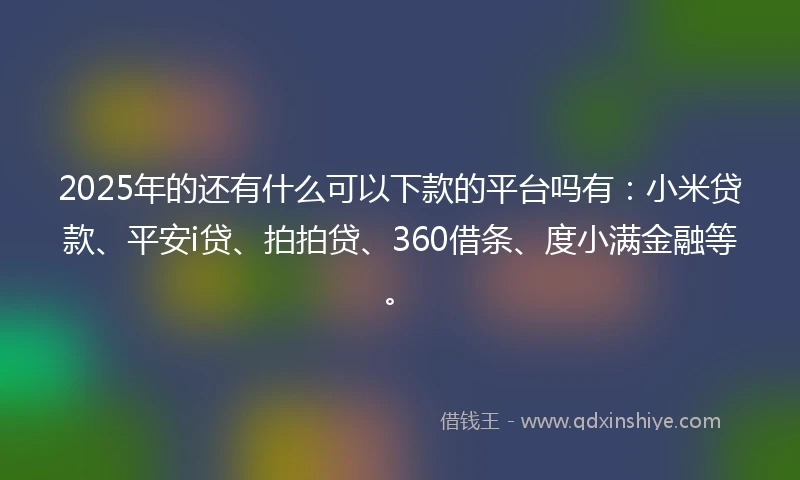 2025年的还有什么可以下款的平台吗有：小米贷款、平安i贷、拍拍贷、360借条、度小满金融等。
