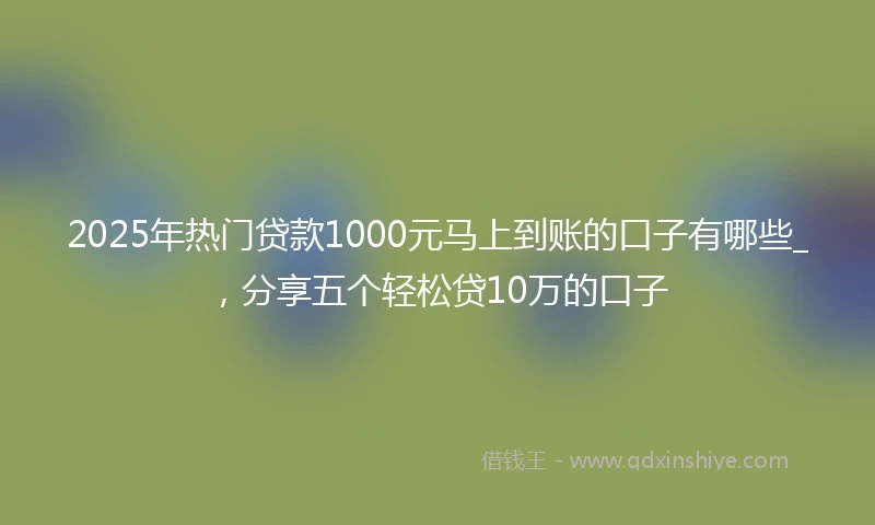 2025年热门贷款1000元马上到账的口子有哪些_，分享五个轻松贷10万的口子