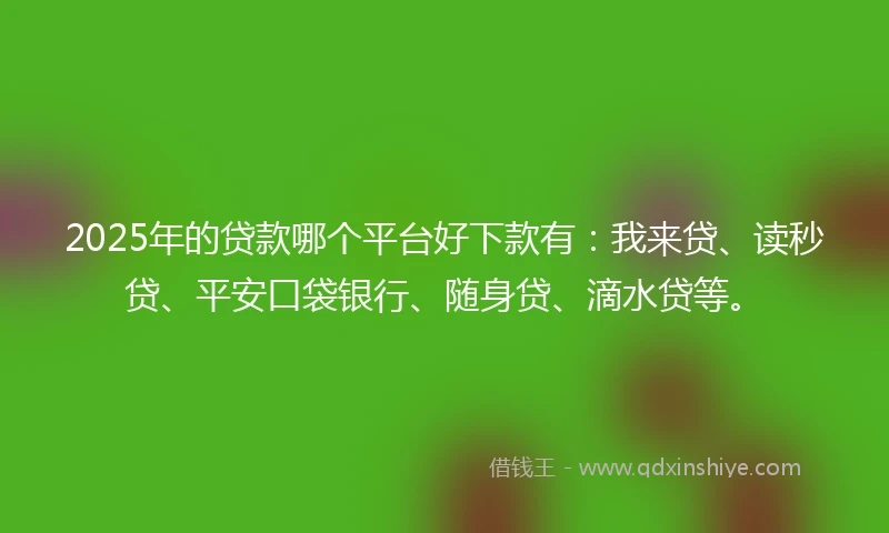 2025年的贷款哪个平台好下款有：我来贷、读秒贷、平安口袋银行、随身贷、滴水贷等。