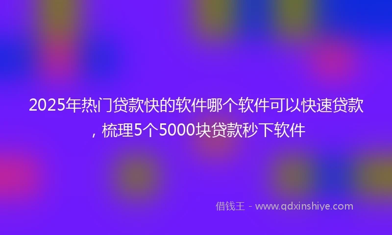 2025年热门贷款快的软件哪个软件可以快速贷款，梳理5个5000块贷款秒下软件