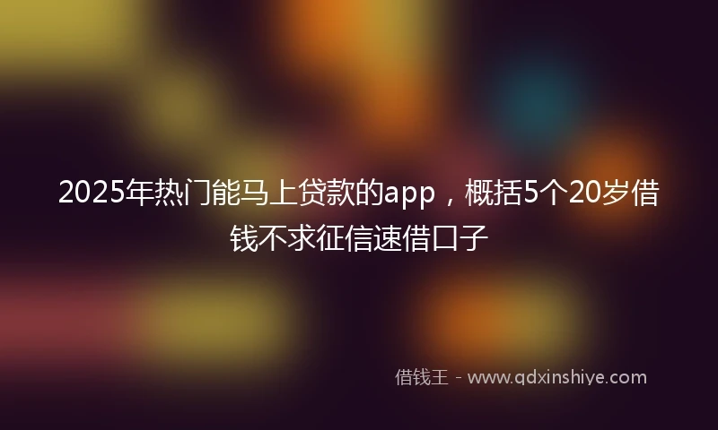 2025年热门能马上贷款的app，概括5个20岁借钱不求征信速借口子