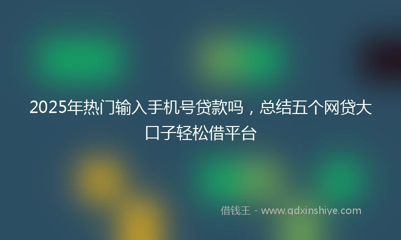 2025年热门输入手机号贷款吗，总结五个网贷大口子轻松借平台