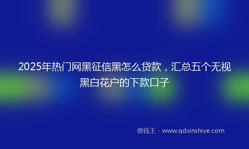 2025年热门网黑征信黑怎么贷款，汇总五个无视黑白花户的下款口子