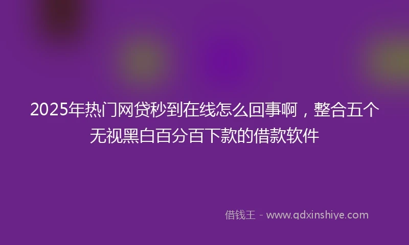 2025年热门网贷秒到在线怎么回事啊，整合五个无视黑白百分百下款的借款软件