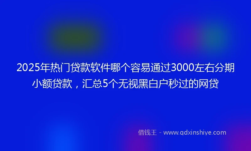 2025年热门贷款软件哪个容易通过3000左右分期小额贷款，汇总5个无视黑白户秒过的网贷