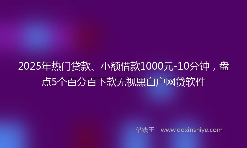 2025年热门贷款、小额借款1000元-10分钟，盘点5个百分百下款无视黑白户网贷软件