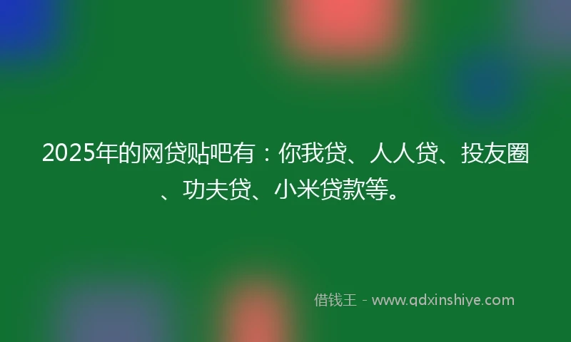 2025年的网贷贴吧有：你我贷、人人贷、投友圈、功夫贷、小米贷款等。