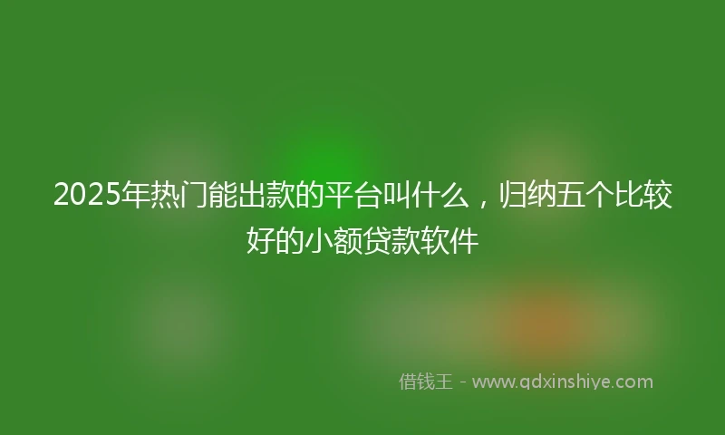 2025年热门能出款的平台叫什么，归纳五个比较好的小额贷款软件