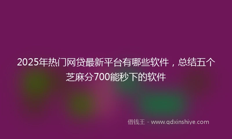 2025年热门网贷最新平台有哪些软件，总结五个芝麻分700能秒下的软件