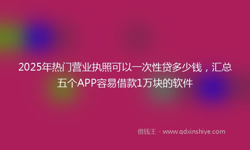 2025年热门营业执照可以一次性贷多少钱，汇总五个APP容易借款1万块的软件