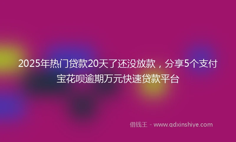 2025年热门贷款20天了还没放款，分享5个支付宝花呗逾期万元快速贷款平台