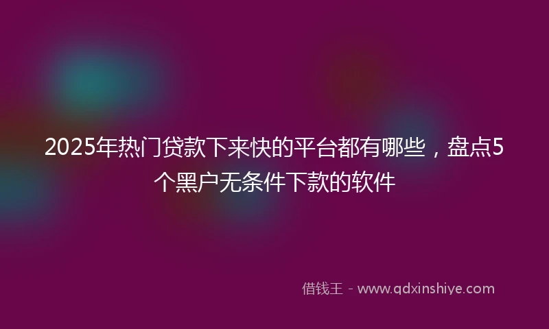 2025年热门贷款下来快的平台都有哪些，盘点5个黑户无条件下款的软件