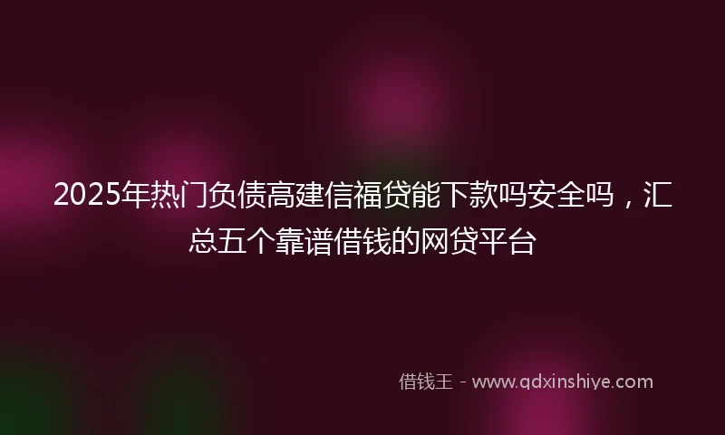 2025年热门负债高建信福贷能下款吗安全吗，汇总五个靠谱借钱的网贷平台