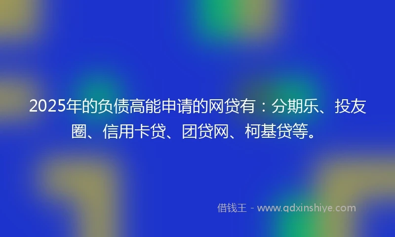 2025年的负债高能申请的网贷有：分期乐、投友圈、信用卡贷、团贷网、柯基贷等。