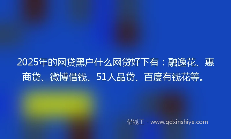 2025年的网贷黑户什么网贷好下有：融逸花、惠商贷、微博借钱、51人品贷、百度有钱花等。