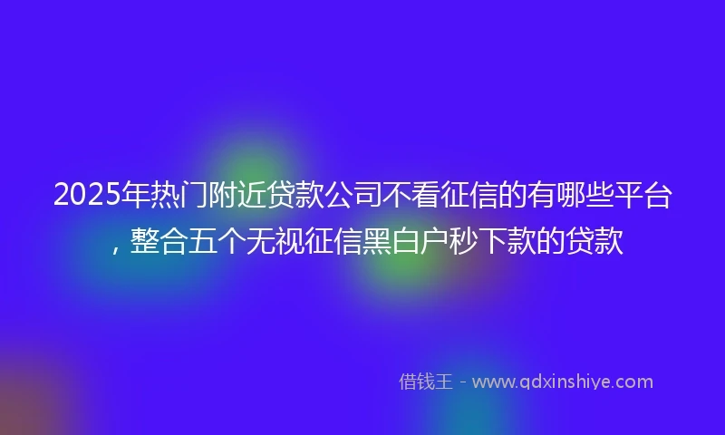 2025年热门附近贷款公司不看征信的有哪些平台，整合五个无视征信黑白户秒下款的贷款