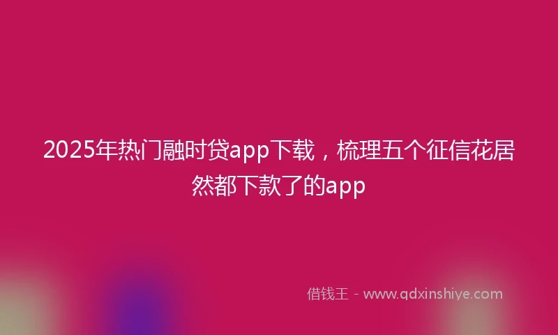2025年热门融时贷app下载，梳理五个征信花居然都下款了的app