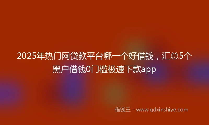 2025年热门网贷款平台哪一个好借钱，汇总5个黑户借钱0门槛极速下款app