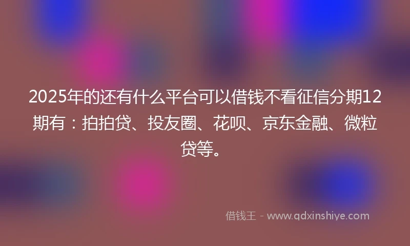 2025年的还有什么平台可以借钱不看征信分期12期有：拍拍贷、投友圈、花呗、京东金融、微粒贷等。