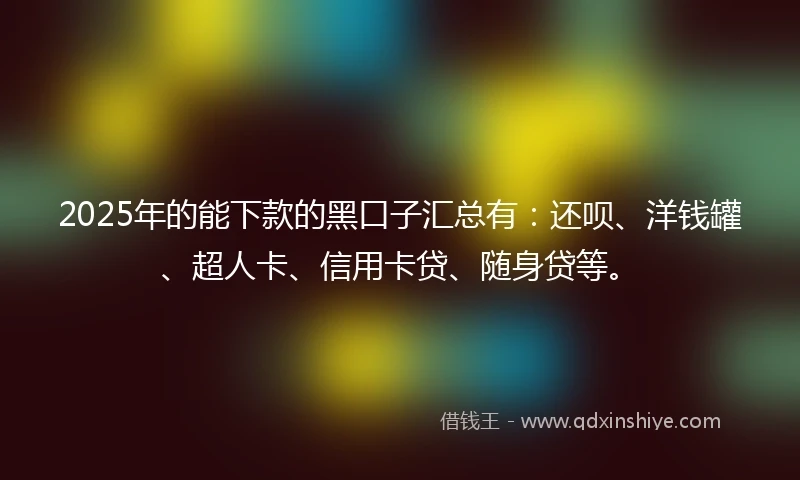 2025年的能下款的黑口子汇总有：还呗、洋钱罐、超人卡、信用卡贷、随身贷等。