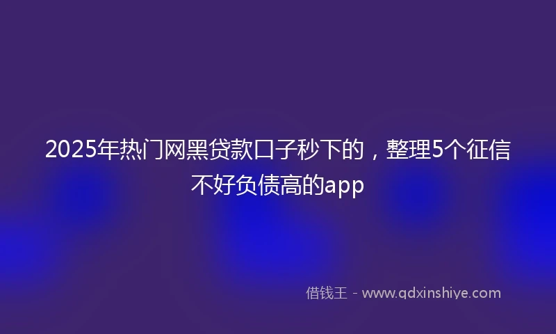 2025年热门网黑贷款口子秒下的，整理5个征信不好负债高的app