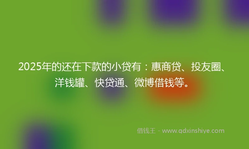 2025年的还在下款的小贷有：惠商贷、投友圈、洋钱罐、快贷通、微博借钱等。