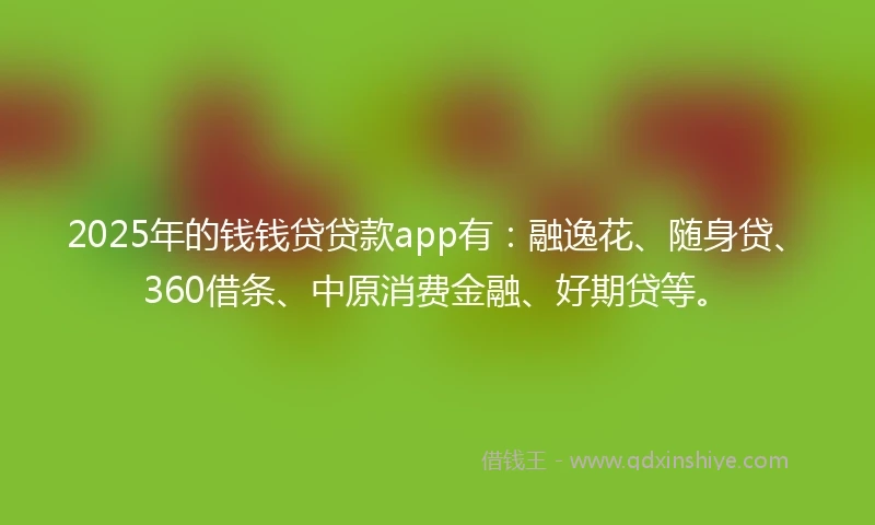 2025年的钱钱贷贷款app有：融逸花、随身贷、360借条、中原消费金融、好期贷等。