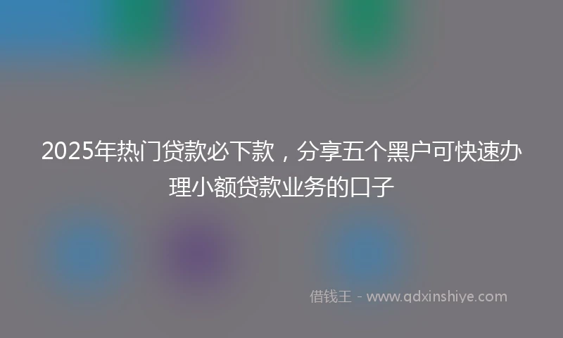 2025年热门贷款必下款，分享五个黑户可快速办理小额贷款业务的口子