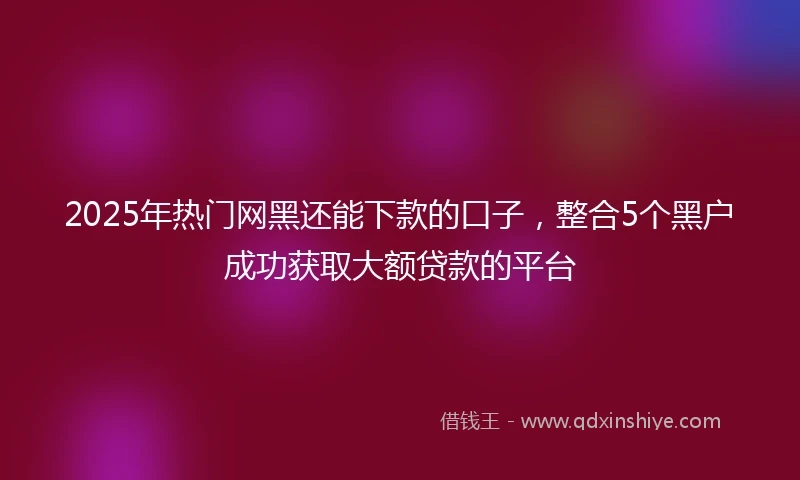 2025年热门网黑还能下款的口子，整合5个黑户成功获取大额贷款的平台
