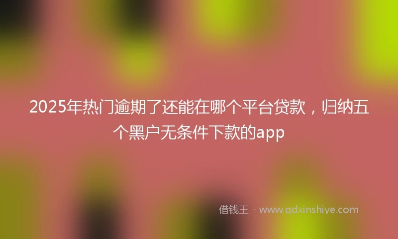 2025年热门逾期了还能在哪个平台贷款，归纳五个黑户无条件下款的app