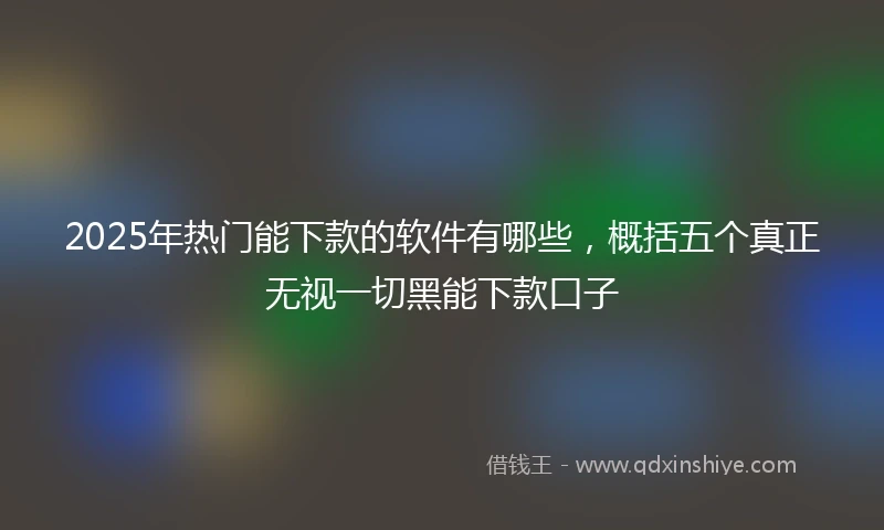 2025年热门能下款的软件有哪些，概括五个真正无视一切黑能下款口子