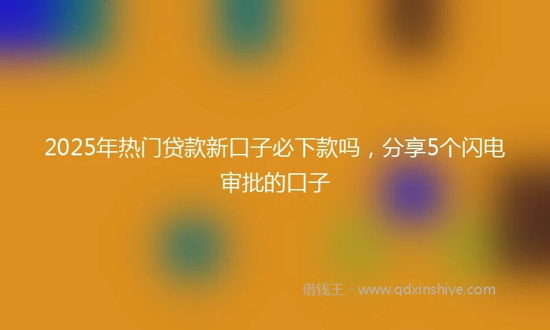 2025年热门贷款新口子必下款吗，分享5个闪电审批的口子