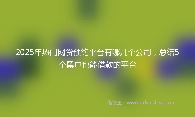 2025年热门网贷预约平台有哪几个公司，总结5个黑户也能借款的平台