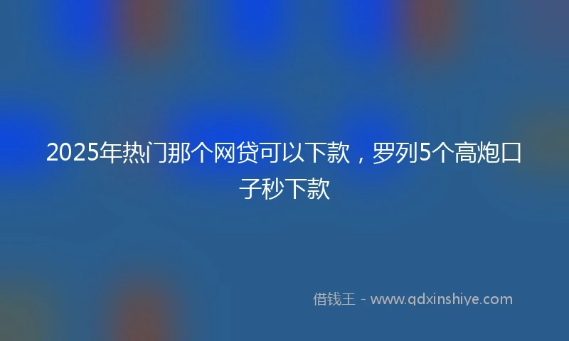 2025年热门那个网贷可以下款，罗列5个高炮口子秒下款