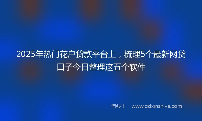 2025年热门花户贷款平台上，梳理5个最新网贷口子今日整理这五个软件