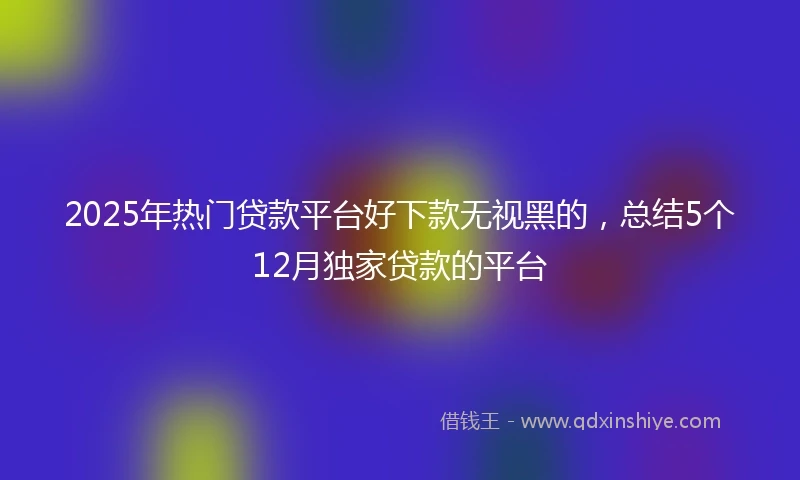2025年热门贷款平台好下款无视黑的，总结5个12月独家贷款的平台