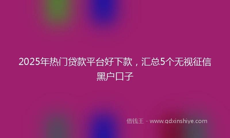 2025年热门贷款平台好下款，汇总5个无视征信黑户口子
