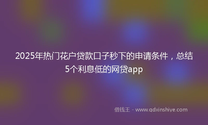 2025年热门花户贷款口子秒下的申请条件，总结5个利息低的网贷app
