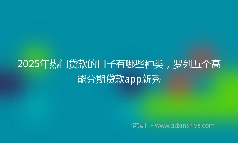 2025年热门贷款的口子有哪些种类，罗列五个高能分期贷款app新秀