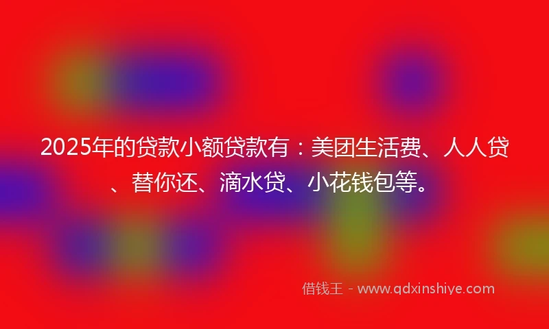 2025年的贷款小额贷款有：美团生活费、人人贷、替你还、滴水贷、小花钱包等。