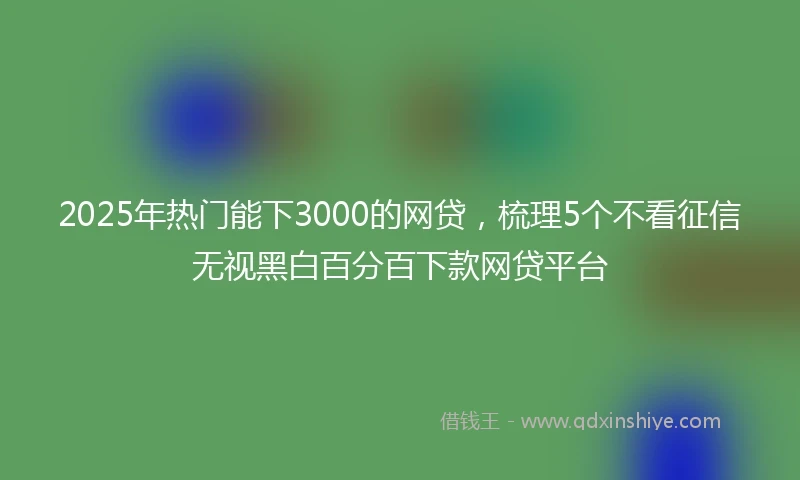 2025年热门能下3000的网贷，梳理5个不看征信无视黑白百分百下款网贷平台