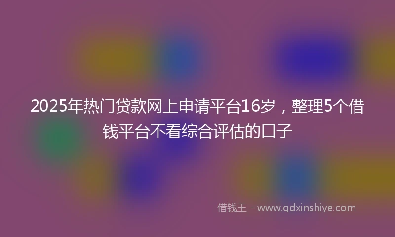 2025年热门贷款网上申请平台16岁，整理5个借钱平台不看综合评估的口子