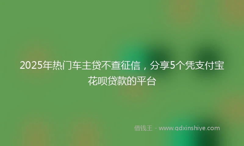 2025年热门车主贷不查征信，分享5个凭支付宝花呗贷款的平台