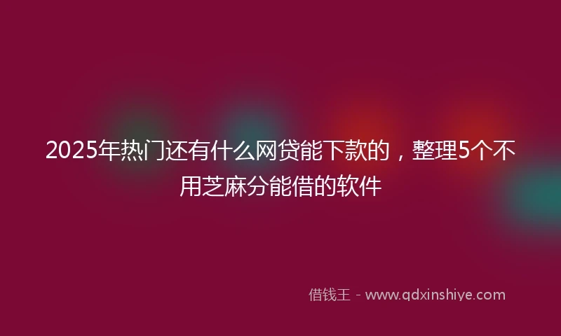 2025年热门还有什么网贷能下款的，整理5个不用芝麻分能借的软件