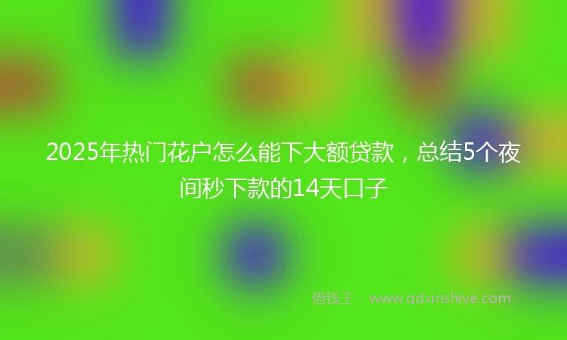2025年热门花户怎么能下大额贷款，总结5个夜间秒下款的14天口子