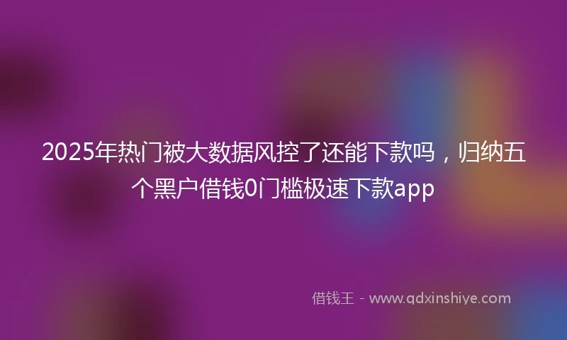 2025年热门被大数据风控了还能下款吗，归纳五个黑户借钱0门槛极速下款app