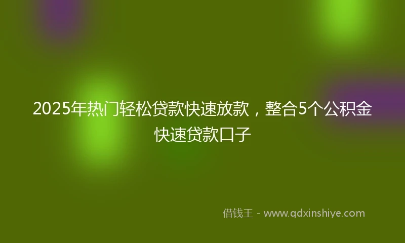2025年热门轻松贷款快速放款，整合5个公积金快速贷款口子