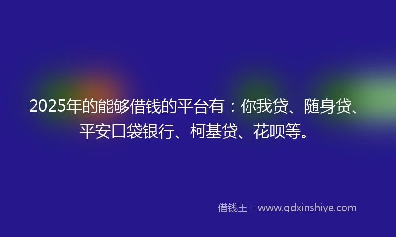 2025年的能够借钱的平台有：你我贷、随身贷、平安口袋银行、柯基贷、花呗等。