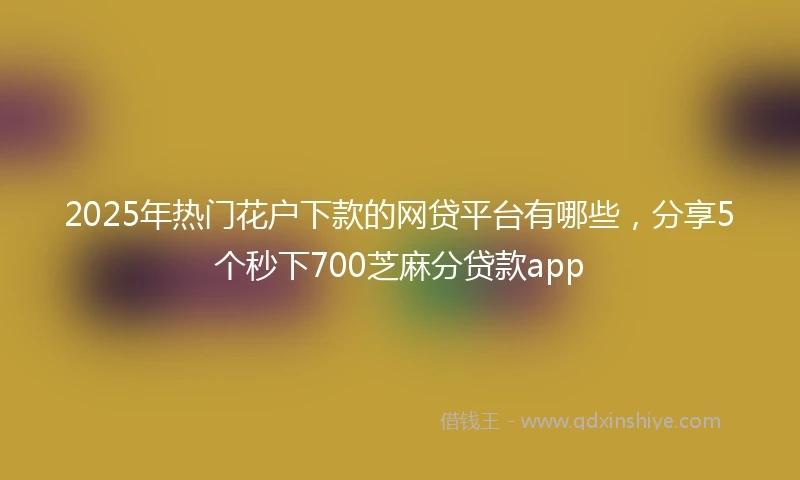 2025年热门花户下款的网贷平台有哪些，分享5个秒下700芝麻分贷款app