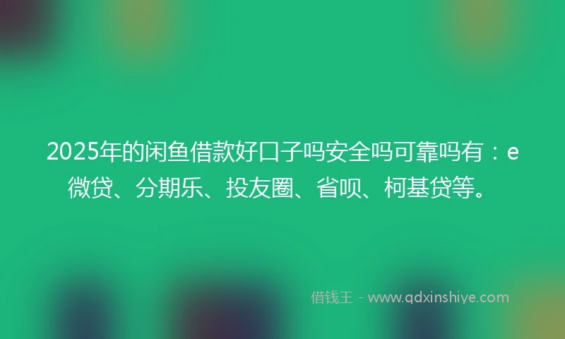 2025年的闲鱼借款好口子吗安全吗可靠吗有：e微贷、分期乐、投友圈、省呗、柯基贷等。